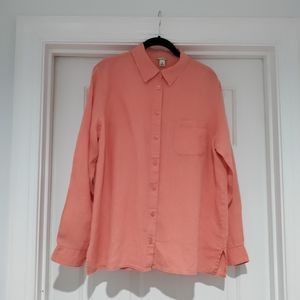 Beautiful peach pink linen bottom down blouse